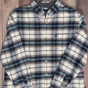 American Eagle Shirt Mens XXL Classic Fit Casual Button Up Plaid Long Sleeve